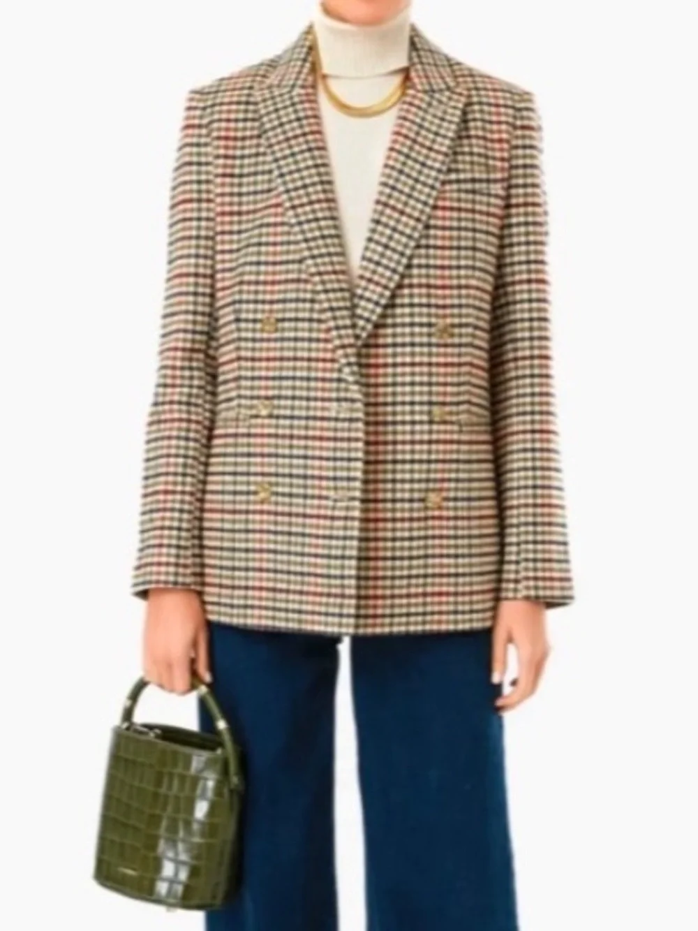 Tuckernuck Diana Wool Blend Blazer in Autumn Check Size Large